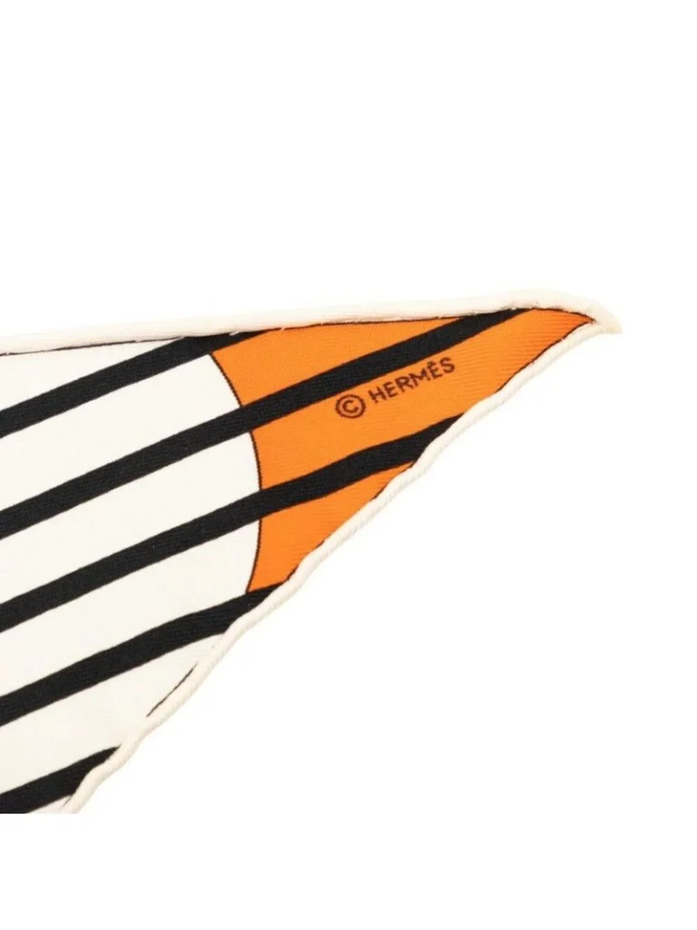 Hermes Pointeau Logo Scarf Orange Multicolor Silk